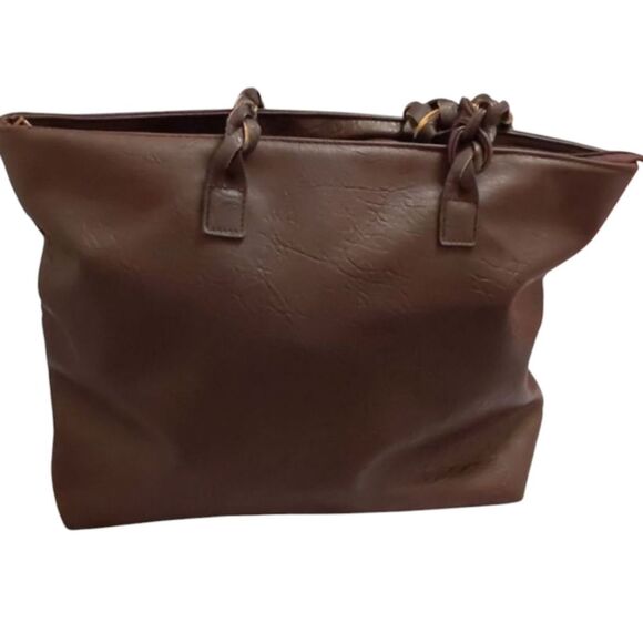 WEIMEIBAIGE Brown Vegan Leather Tote Bag Shoulder Purse Large - Picture 4 of 10